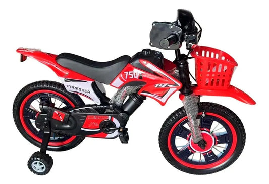 Foresker Bicicleta Tipo Moto Para Niños R16 Rodada 16 Diseño Realista Color Rojo