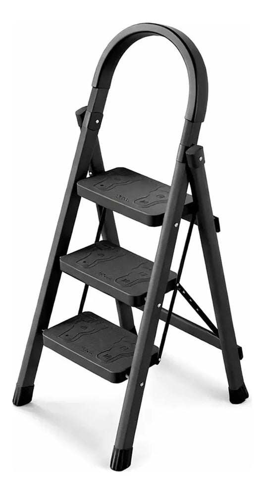 Escalera Plegable 3 Escalones De Tijera Acero Hogar Trabajo Negro