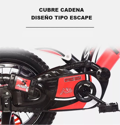 Foresker Bicicleta Tipo Moto Para Niños R16 Rodada 16 Diseño Realista Color Rojo